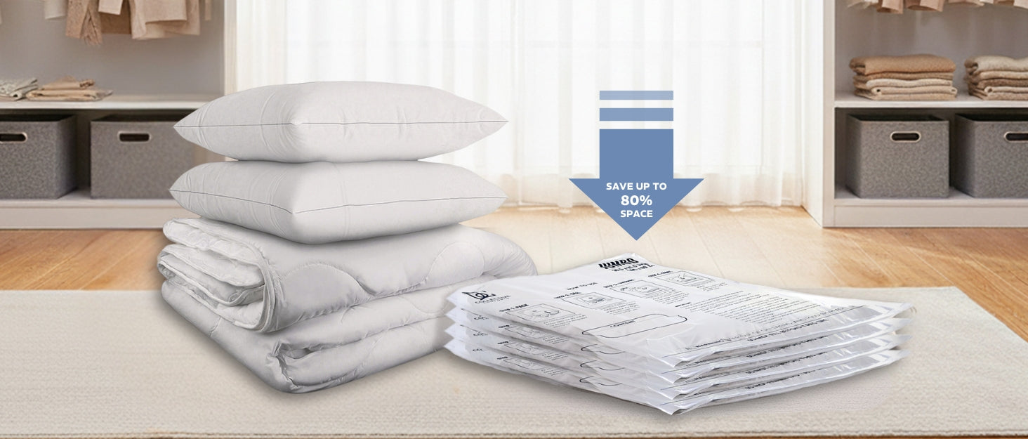 vacuum storage bags
Keep your clothes, bedding, and travel essentials protected with strong, reusable vacuum seal bags designed to maximize space - Collective Comforts 