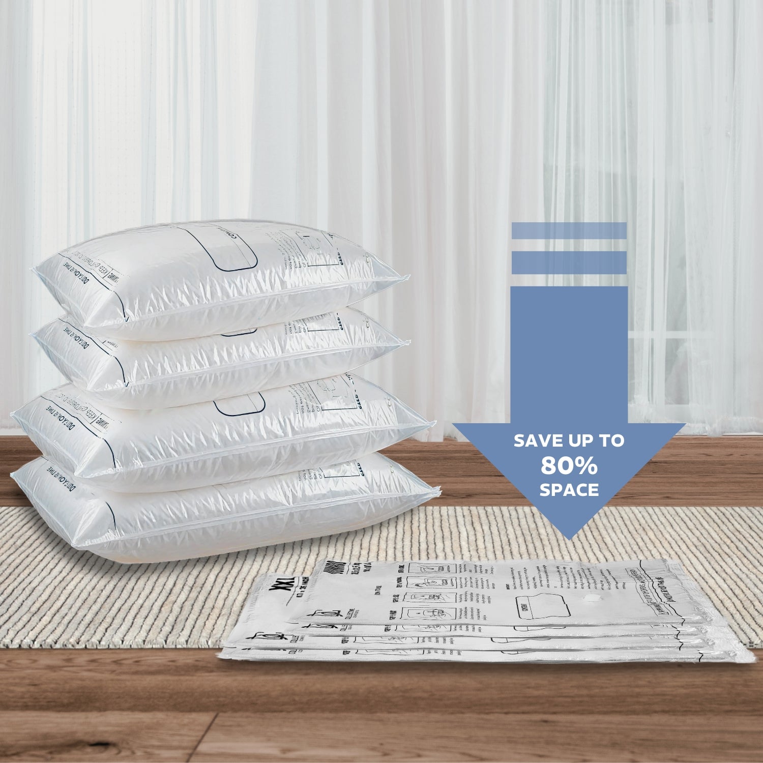 Vacuum bags for bedding and blankets– save up to 80% space for blankets, comforters, pillows and clothing