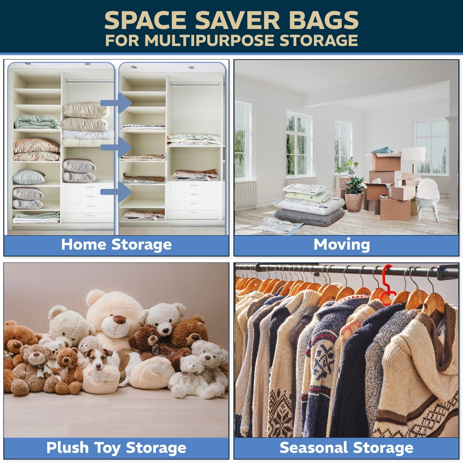 Discover how vacuum storage bags save space in your home. Perfect for storing bedding, toys, clothes, and moving. Stay organized with these smart storage tips